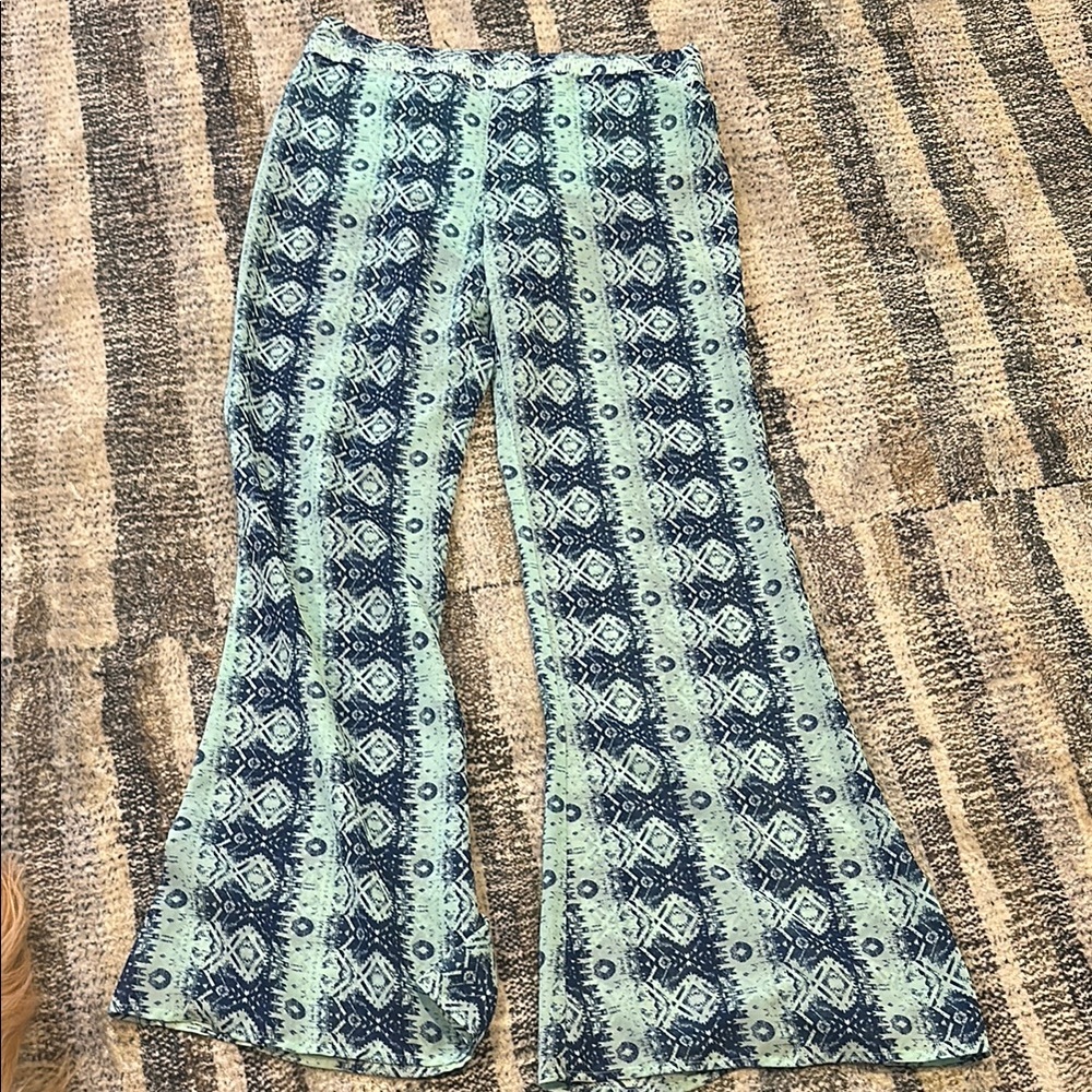 Bohemian Patterned Sheer Flare CoverUp Pants